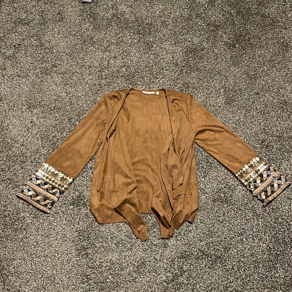 Soft Surroundings Lux Faux Suede Cascade Cardigan